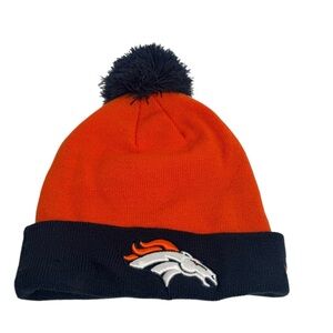 New Era Kids Orange and Navy‎ Beanie with Pom-Pom